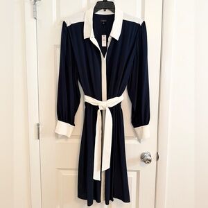 Talbots Navy and White Midi Dress